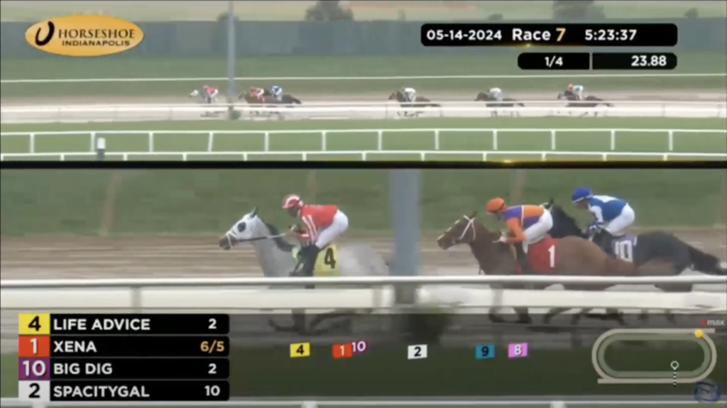 Life Advice leads the field with 7 furlongs to go